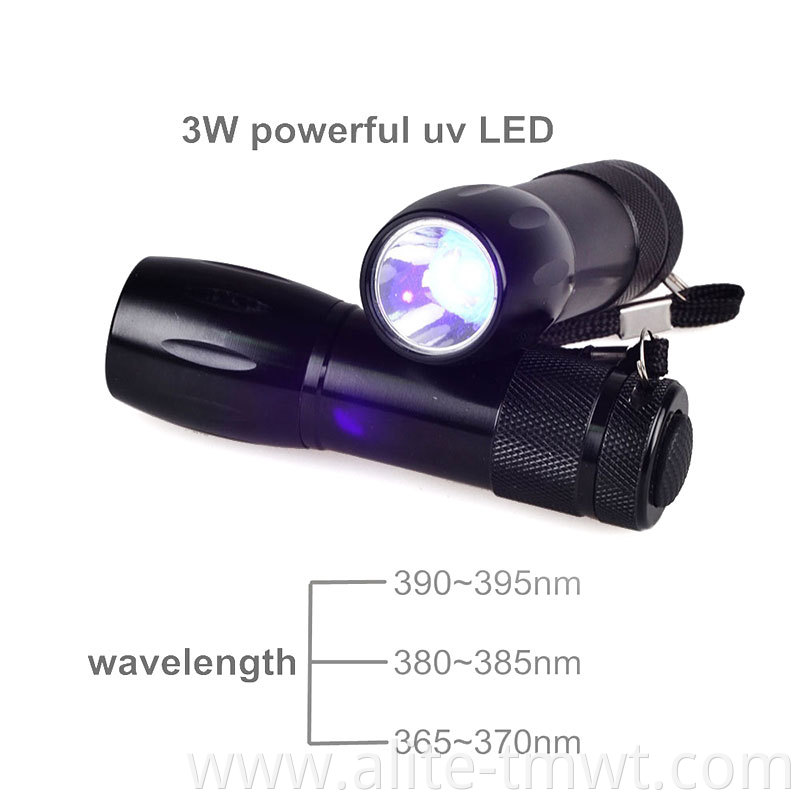 Amazon Hot Ultraviolet Black Light 365 nm UV Flashlight for Emerald Detection